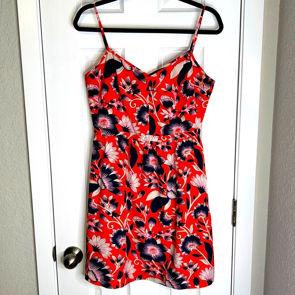 J Crew Floral Seaside Tropical Mini Beach Vacation Summer Cami Dress